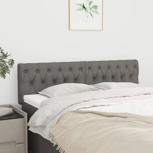 HomeDiscount-Headboards 2 pcs Dark Grey 72x7x78/88 cm Fabric