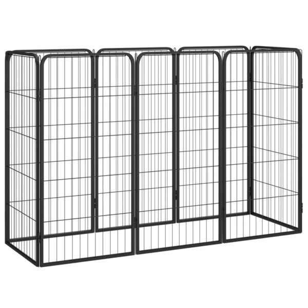 HomeDiscount-8-Panel Dog Playpen Black 50x100 cm Powder-coated Steel