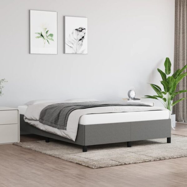 HomeDiscount-Bed Frame without Mattress Dark Grey 152x203 cm Queen Fabric