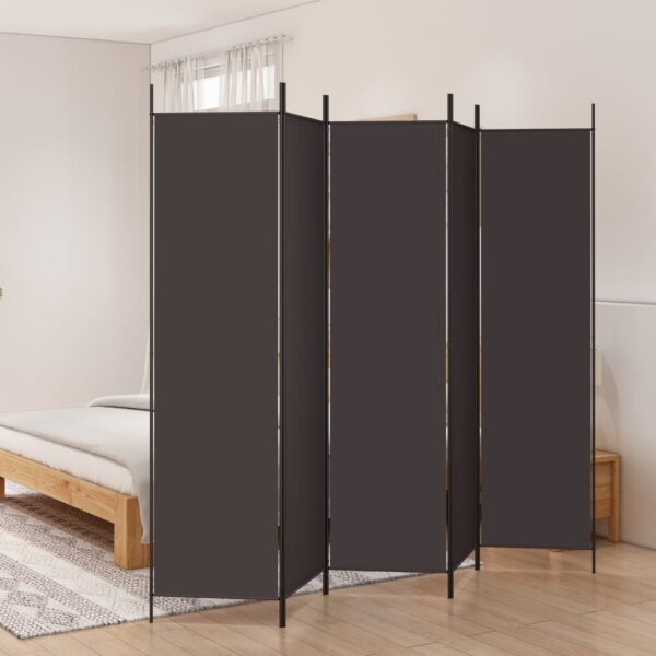 HomeDiscount-5-Panel Room Divider Brown 250x200 cm Fabric