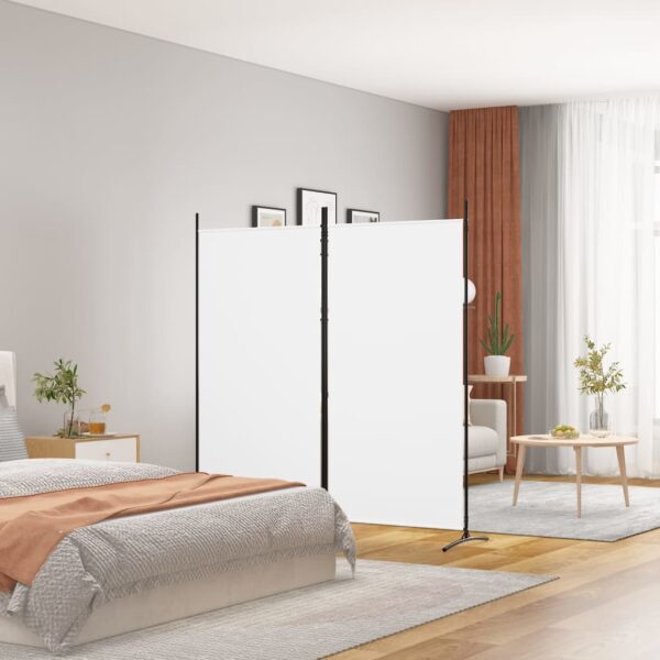 HomeDiscount-2-Panel Room Divider White 175x180 cm Fabric