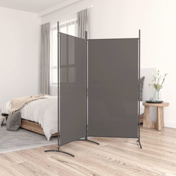 HomeDiscount-2-Panel Room Divider Anthracite 175x180 cm Fabric