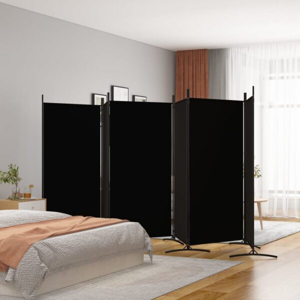 HomeDiscount-6-Panel Room Divider Black 520x180 cm Fabric