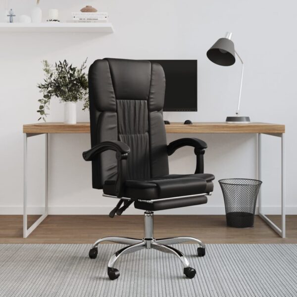 HomeDiscount-Reclining Office Chair Black Faux Leather