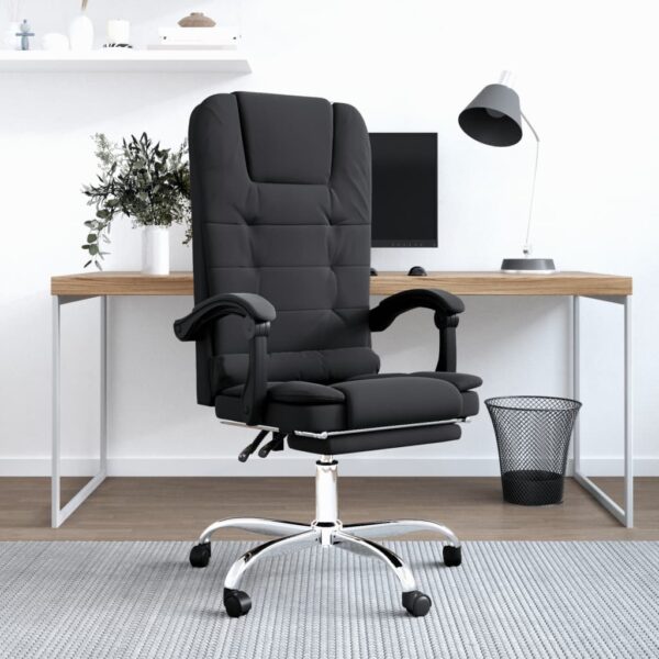 HomeDiscount-Massage Reclining Office Chair Black Faux Leather