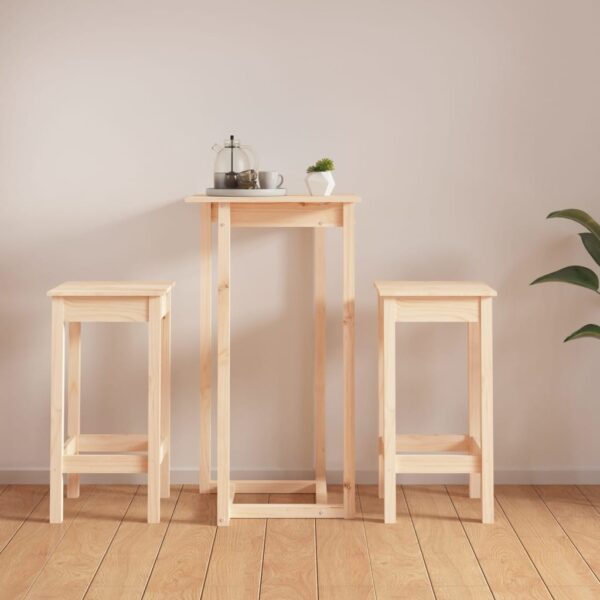 HomeDiscount-3 Piece Bar Set Solid Wood Pine