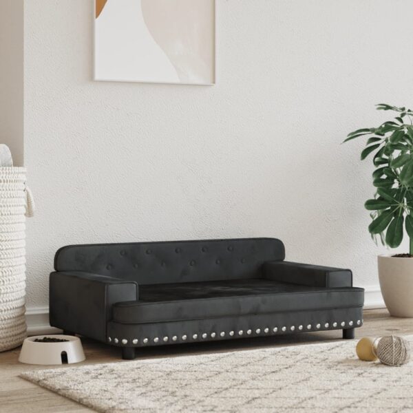 HomeDiscount-Dog Bed Black 90x53x30 cm Velvet