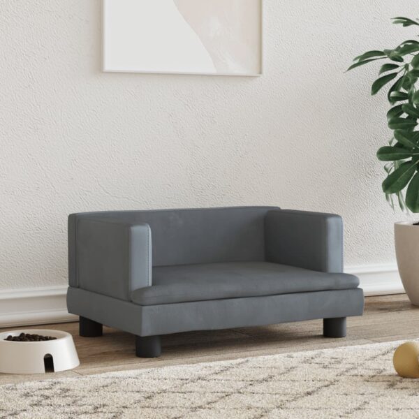 HomeDiscount-Dog Bed Dark Grey 60x40x30 cm Velvet