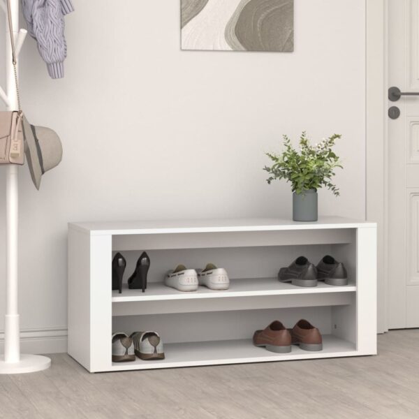 HomeDiscount-Shoe Rack White 100x35x45 cm Engineered Wood