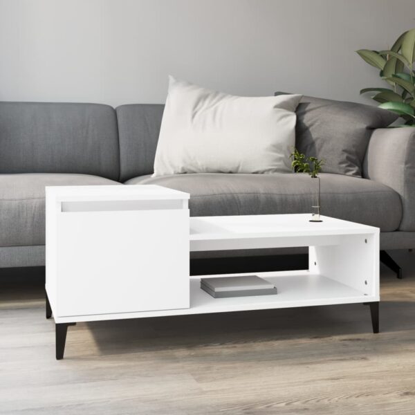 HomeDiscount-Coffee Table White 100x50x45 cm Engineered Wood