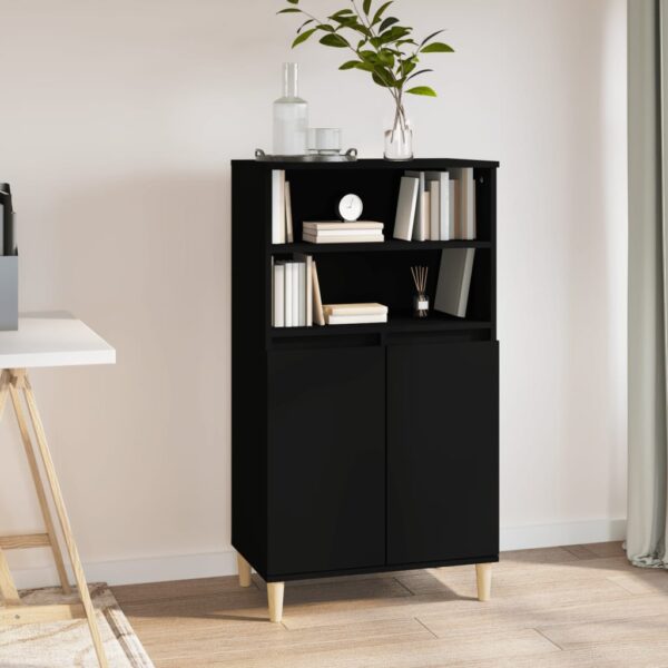 HomeDiscount-Highboard Black 60x36x110 cm Engineered Wood