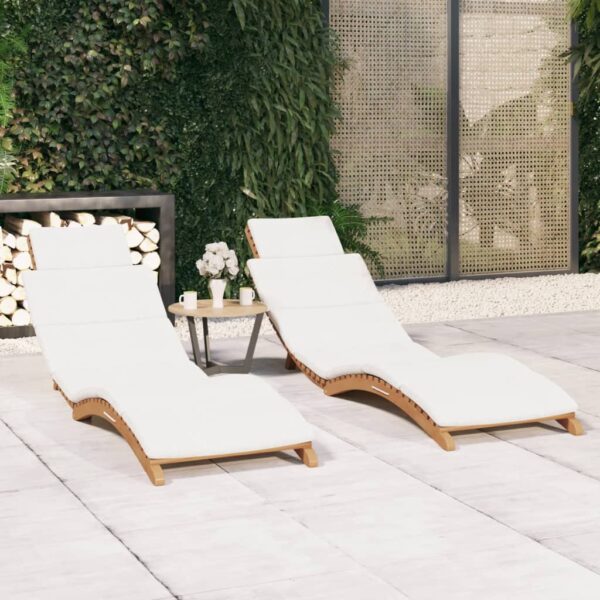 HomeDiscount-Sun Loungers 2 pcs with Cushions Solid Wood Teak