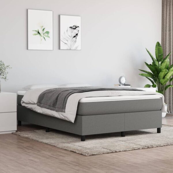 HomeDiscount-Bed Frame without Mattress Dark Grey Queen Fabric