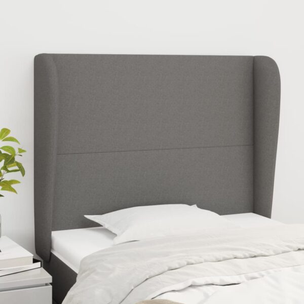 HomeDiscount-Headboard with Ears Dark Grey 83x23x118/128 cm Fabric