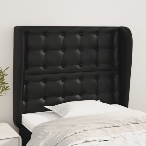 HomeDiscount-Headboard with Ears Black 83 cm Faux Leather