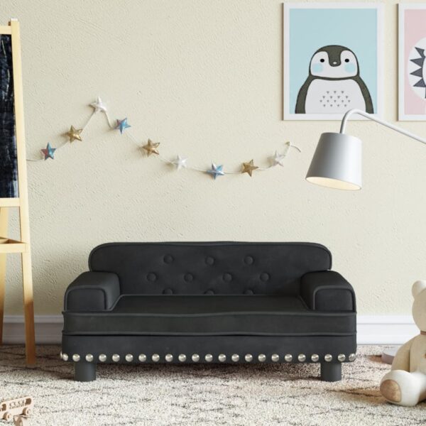 HomeDiscount-Kids Sofa Black 70x45x30 cm Velvet