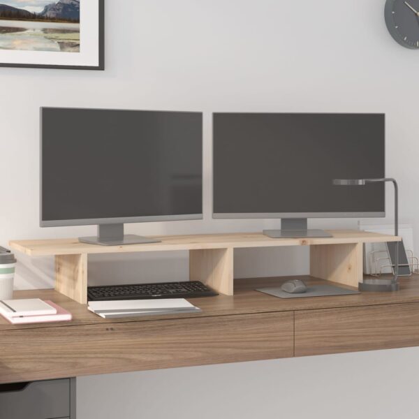 HomeDiscount-Monitor Stand 100x27x15 cm Solid Wood Pine