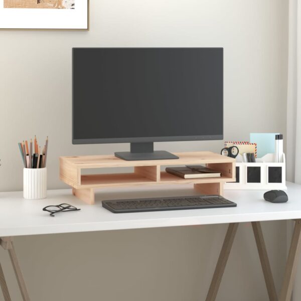 HomeDiscount-Monitor Stand 60x27x14 cm Solid Wood Pine