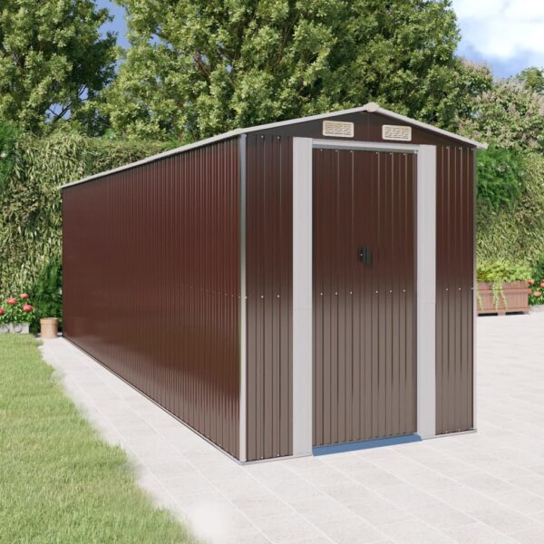 HomeDiscount-Garden Shed Dark Brown 192x606x223 cm Galvanised Steel