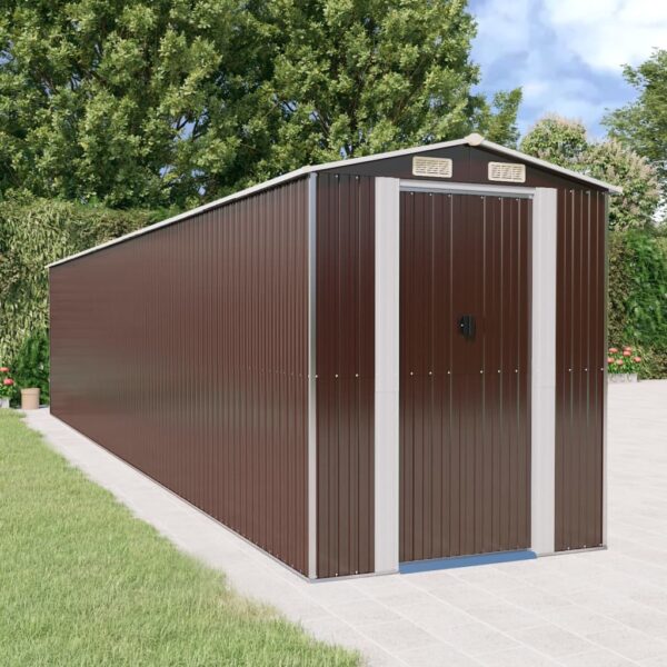 HomeDiscount-Garden Shed Dark Brown 192x938x223 cm Galvanised Steel