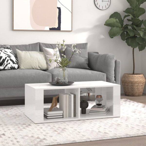 HomeDiscount-Coffee Table High Gloss White 100x50x36 cm Engineered Wood