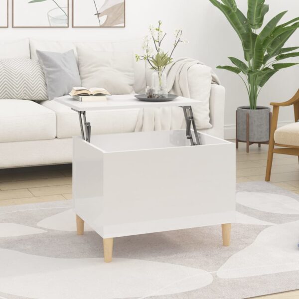 HomeDiscount-Coffee Table High Gloss White 60x44.5x45 cm Engineered Wood