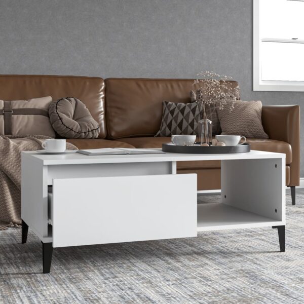 HomeDiscount-Coffee Table White 90x50x36.5 cm Engineered Wood