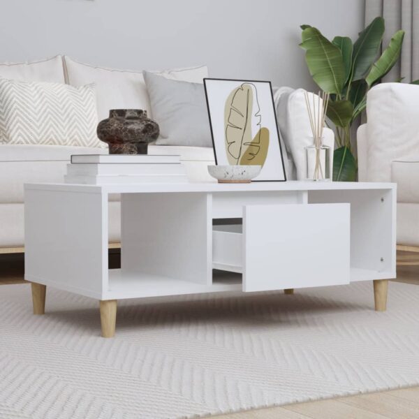 HomeDiscount-Coffee Table White 90x50x36.5 cm Engineered Wood