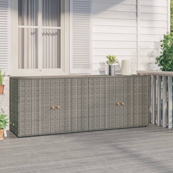 HomeDiscount-Garden Storage Cabinet Grey 198x55.5x80 cm Poly Rattan