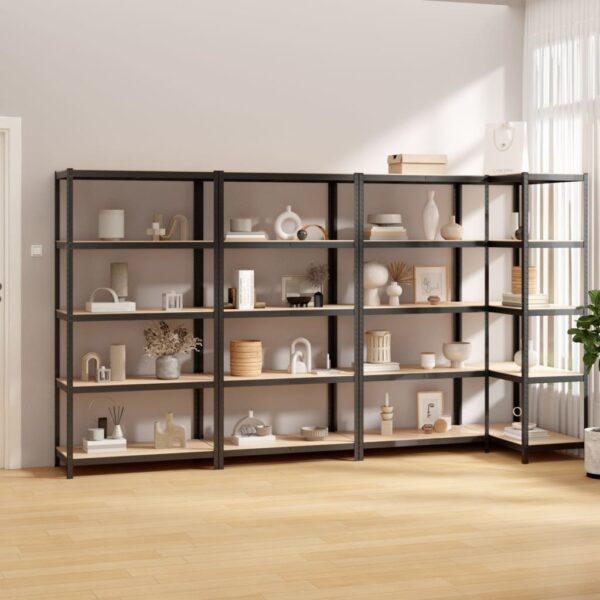 HomeDiscount-5-Layer Shelves 4 pcs Anthracite Steel&Engineered Wood