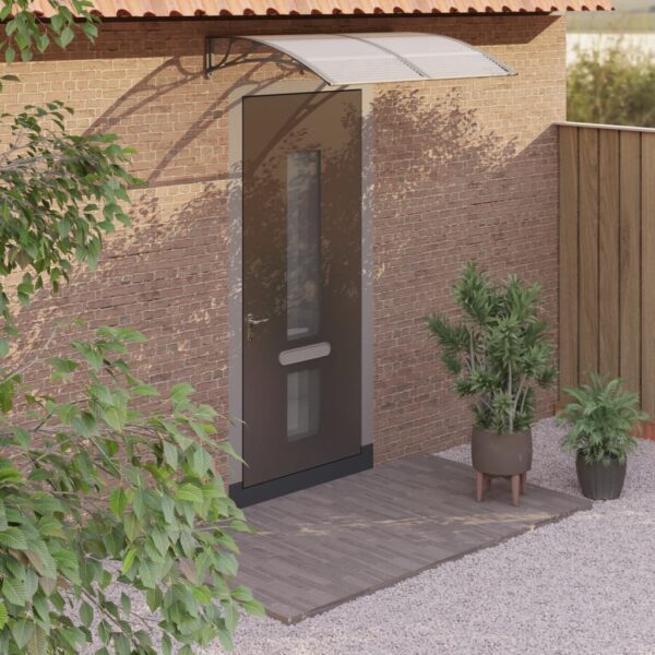 HomeDiscount-Door Canopy Grey 150x100 cm Polycarbonate