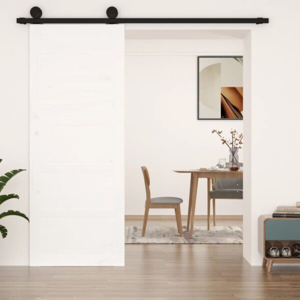 HomeDiscount-Barn Door White 80x1.8x204.5 cm Solid Wood Pine