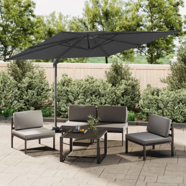 HomeDiscount-Double Top Cantilever Garden Parasol Anthracite 400x300 cm