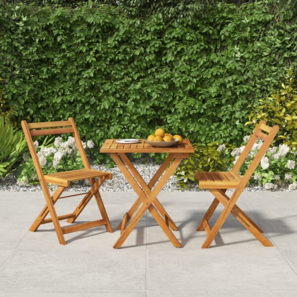 HomeDiscount-3 Piece Folding Bistro Set Solid Wood Acacia