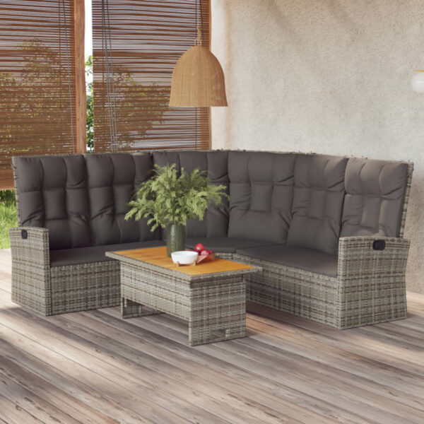 HomeDiscount-2 Piece Garden Lounge Set with Cushions Grey Poly Rattan