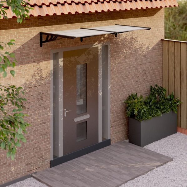 HomeDiscount-Door Canopy Black and Transparent 199x90 cm Polycarbonate