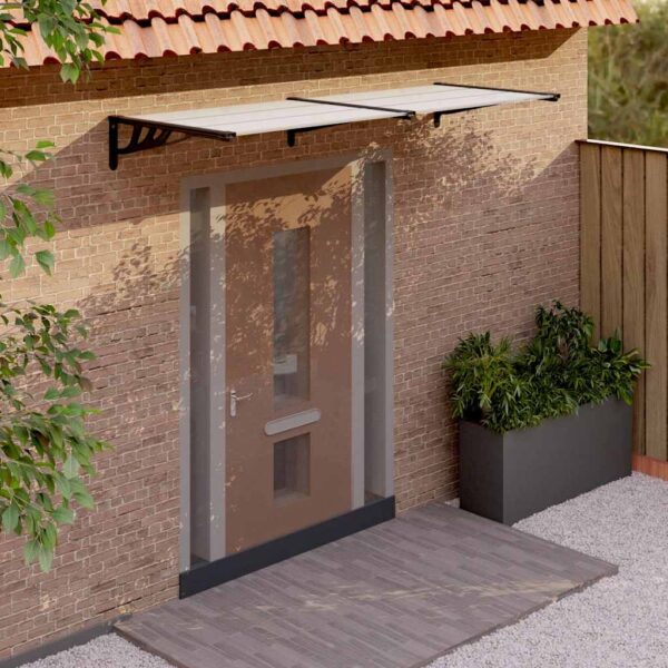 HomeDiscount-Door Canopy Black and Transparent 239x90 cm Polycarbonate