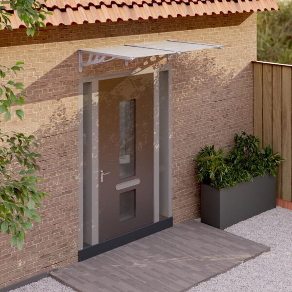 HomeDiscount-Door Canopy Grey and Transparent 152.5x90 cm Polycarbonate