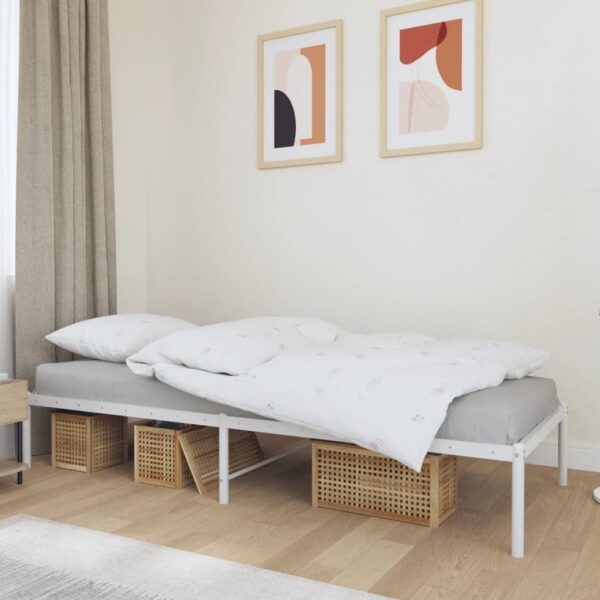 HomeDiscount-Metal Bed Frame without Mattress White 90x190 cm