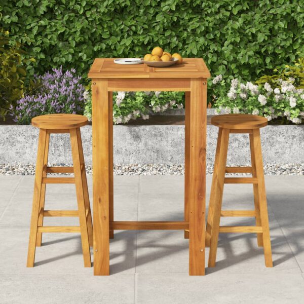 HomeDiscount-3 Piece Garden Bar Set Solid Wood Acacia