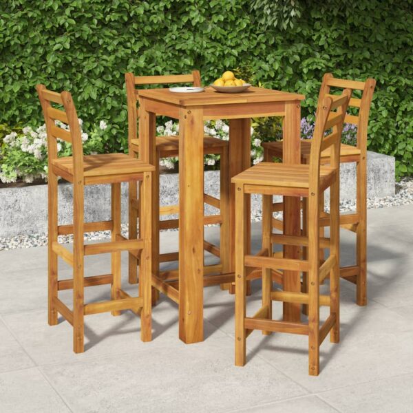 HomeDiscount-5 Piece Garden Bar Set Solid Wood Acacia