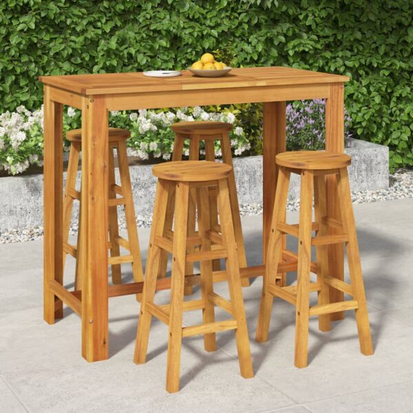 HomeDiscount-5 Piece Garden Bar Set Solid Wood Acacia