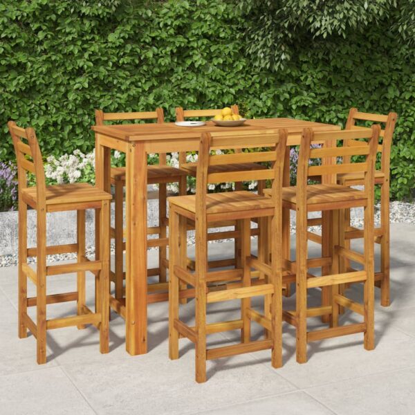 HomeDiscount-7 Piece Garden Bar Set Solid Wood Acacia