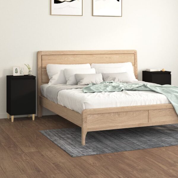 HomeDiscount-Bedside Cabinets 2 pcs Black 40x35x70 cm Engineered Wood