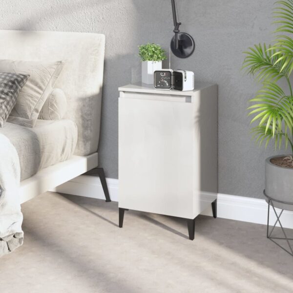 HomeDiscount-Bedside Cabinet High Gloss White 40x35x70 cm Engineered Wood