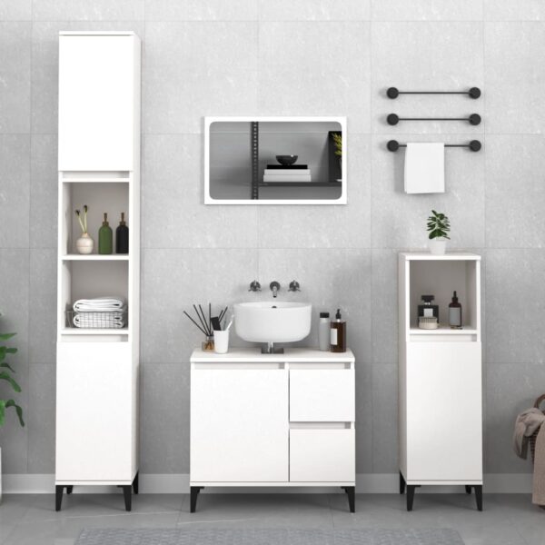 HomeDiscount-Bathroom Cabinet White 30x30x100 cm Engineered Wood