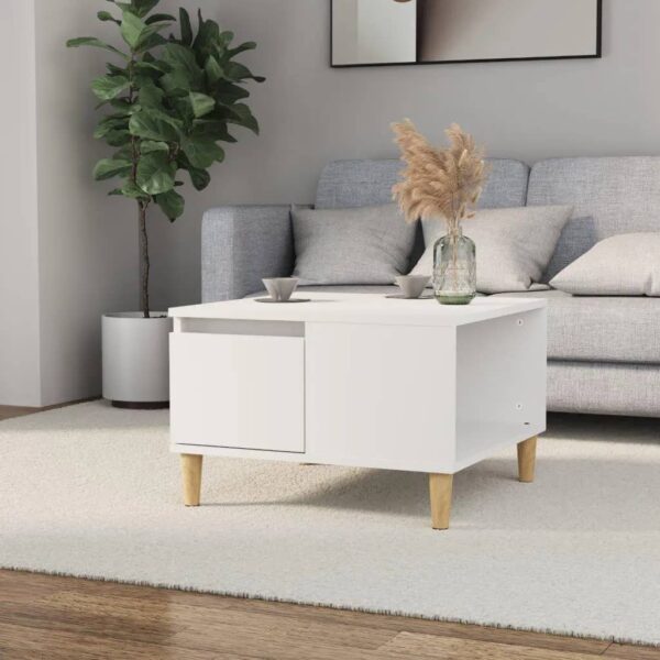 HomeDiscount-Coffee Table White 55x55x36.5 cm Engineered Wood