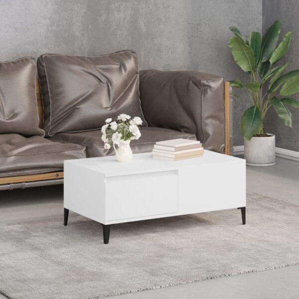 HomeDiscount-Coffee Table White 90x50x36.5 cm Engineered Wood