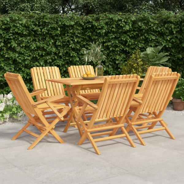 HomeDiscount-7 Piece Garden Dining Set Solid Wood Teak