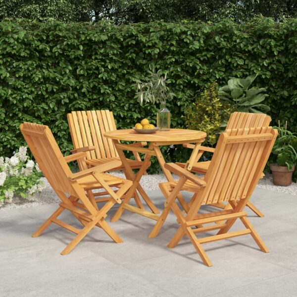 HomeDiscount-5 Piece Garden Dining Set Solid Wood Teak